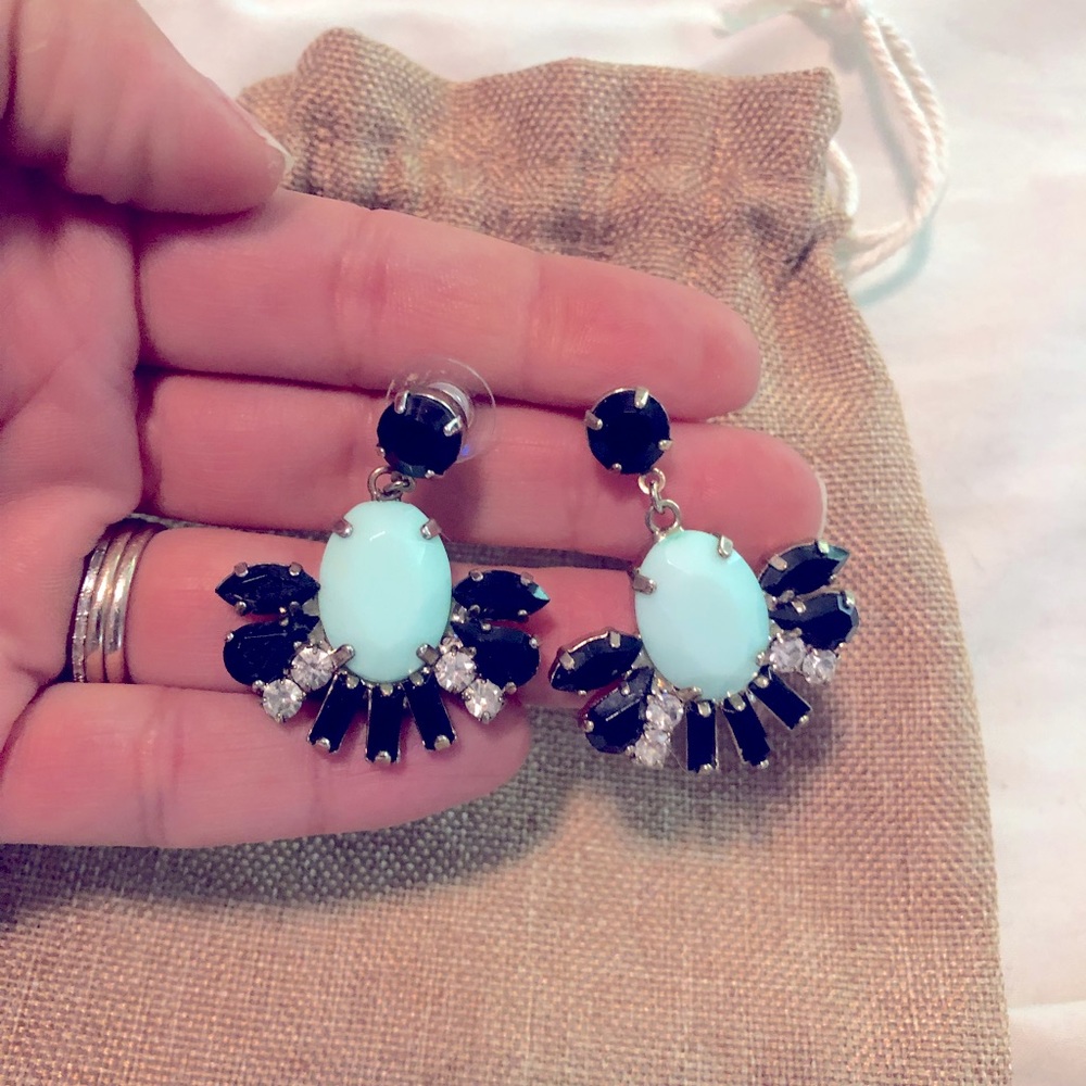 J.Crew earrings. Black, turquoise & gold.